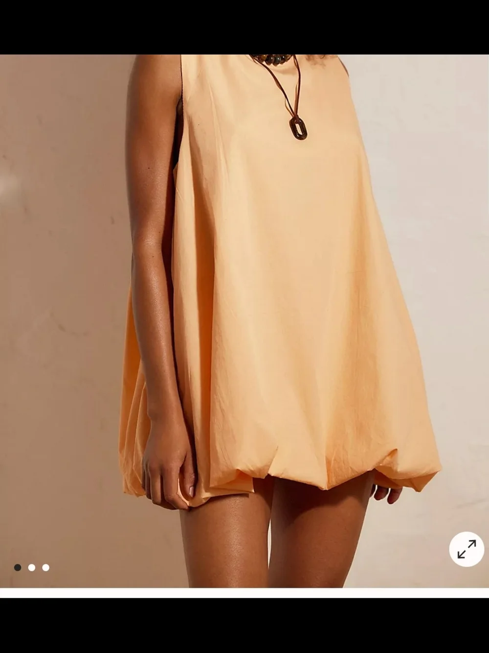 Free People Peach Tie-Back Bubble Hem Mini Dress